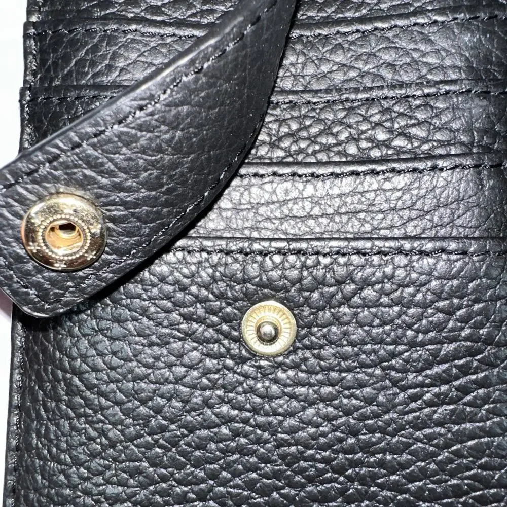 LODIS Card Wallet Pebbled Black Leather 7.25